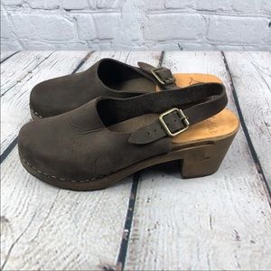 Lotta from Stockholm brown sling back clogs